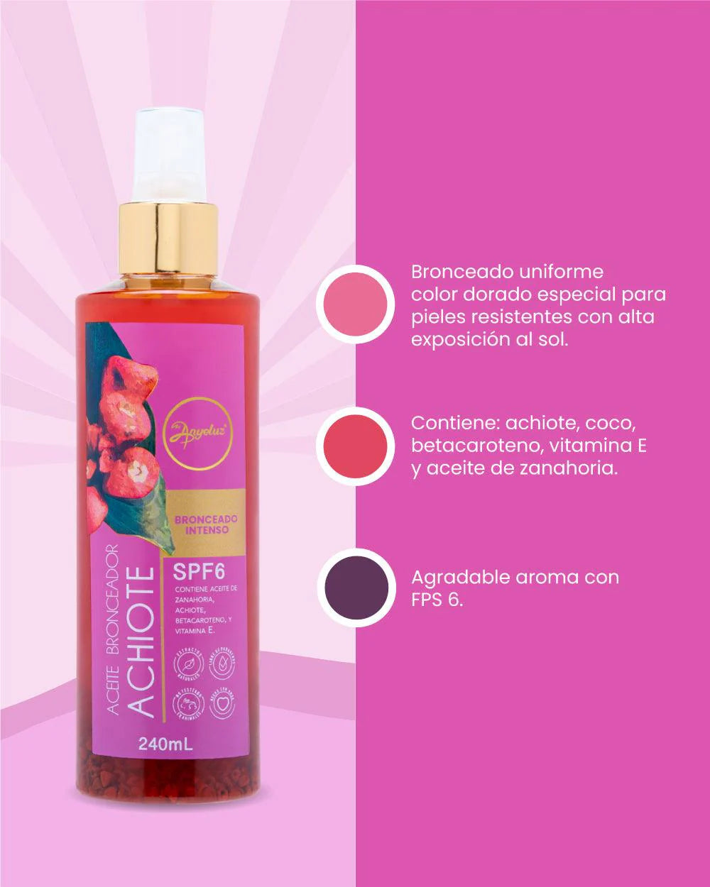 Aceite bronceador de achiote